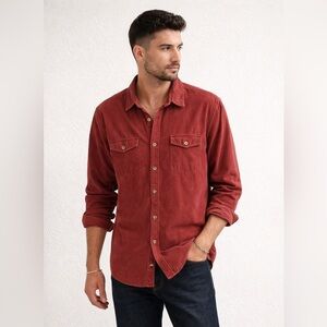 Marine Layer Red Corduroy Button Down Shirt Mens Size XL Casual Workwear